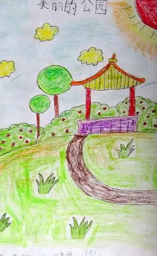 少儿书画作品-美丽的公园/儿童书画作品美丽的公园欣赏_中国少儿美术