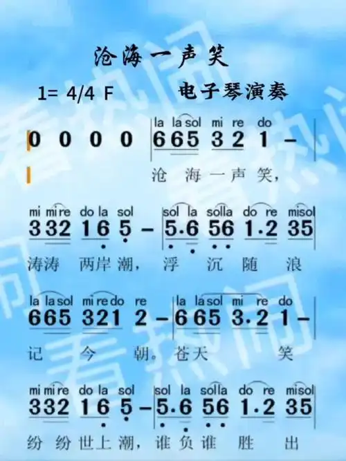 沧海一声笑#经典老歌 #动态曲谱 #乐器演奏 #电子琴演奏