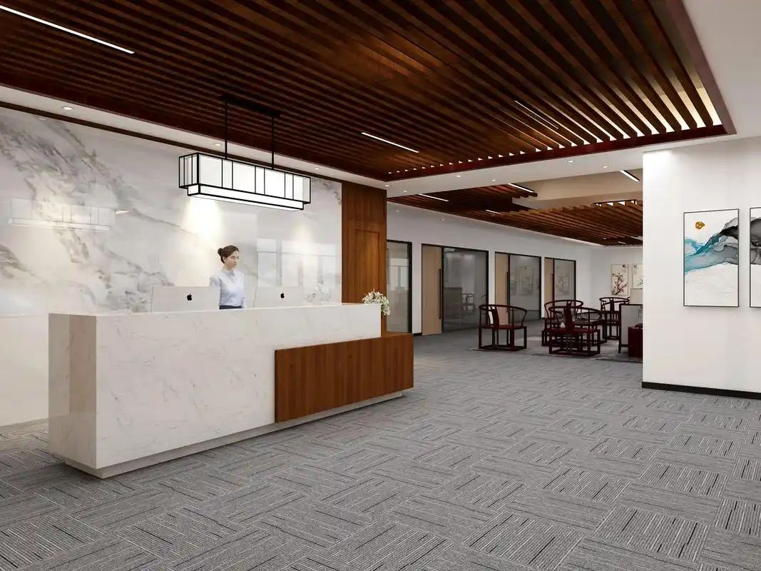 办公室接待空间设计|前台会议室效果图.