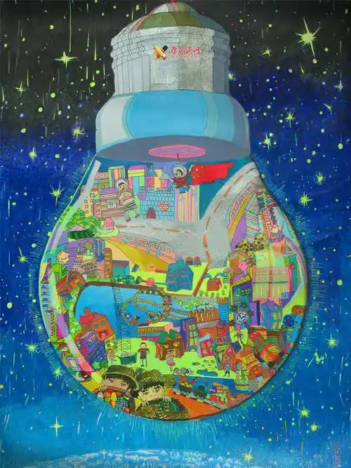 儿童科幻画《节能飞船》