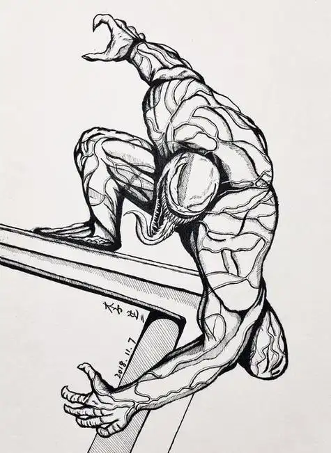 简单的卡通毒液简笔画