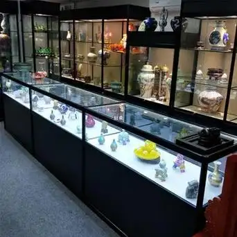 珠宝玻璃展示柜玉器陈列柜饰品商用首饰柜子文玩柜台古董展柜平柜