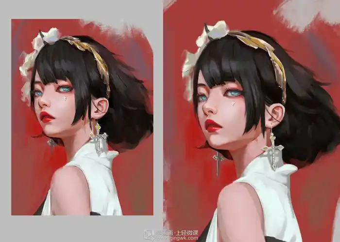 日系厚涂彩色头像的细节刻画