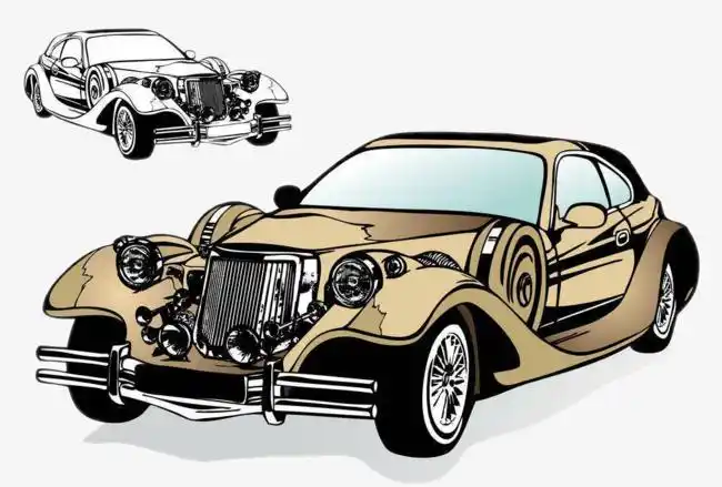 车卡其色手绘汽车