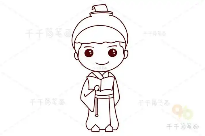 画法小男孩简笔画-简笔画大全卡通帅气古代男子简笔画古装简笔画人物