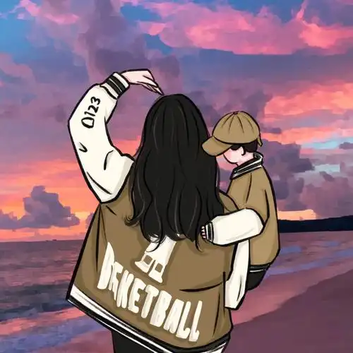 亲子头像男女宝秋天的是棕色的