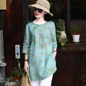 中长款价格】最新亚麻女装上衣印花棉麻中长款价格/批发报价_q友网