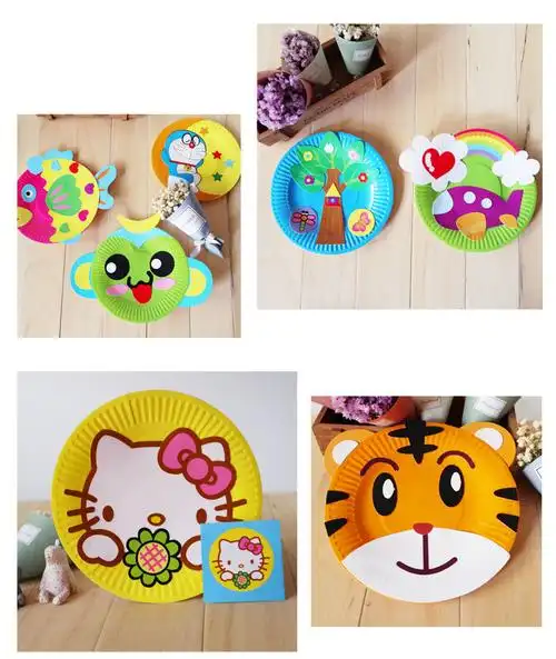 明暖厨具纸盘子手工幼儿园手工制作彩色纸盘儿童手工制作材料包纸盘画