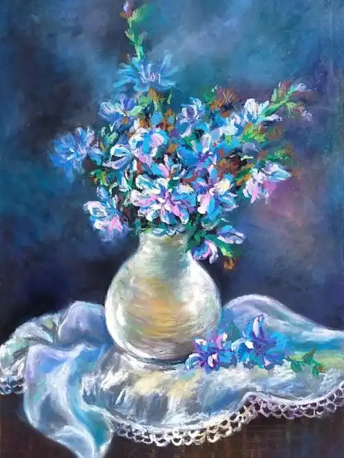 油画棒花瓶静物简单过程