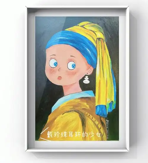 《戴珍珠耳环的少女》#丙烯画临摹  #戴珍珠耳环的少女  #世界名画