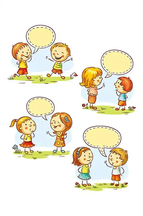 ai矢量卡通人物男孩女孩对话图