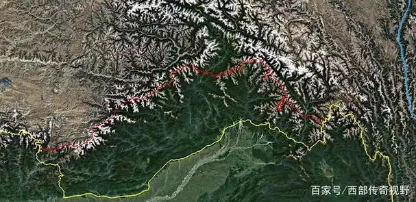 麦克马洪线以下红色区域为印度占领区,也就是中印边境争议地区之一