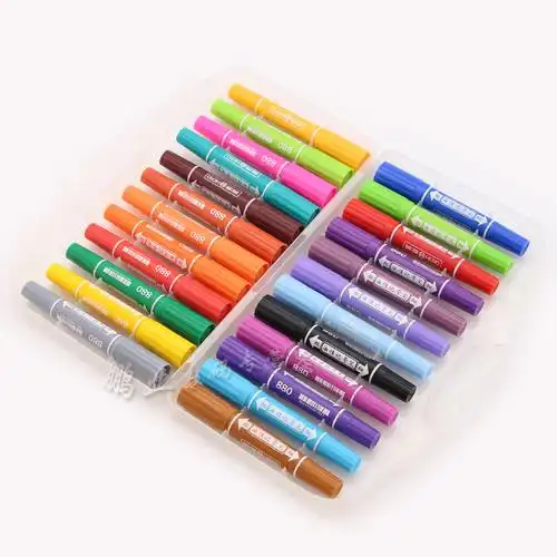 英雄12色大双头彩色油性记号笔水彩笔勾线笔儿童美术彩色绘画笔