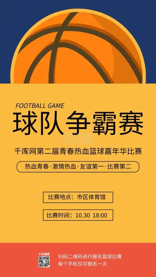 篮球赛比赛黄色大气海报