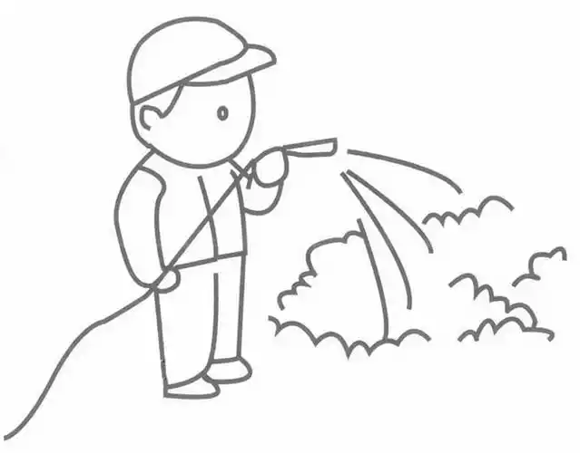 卡通人物浇水简笔画