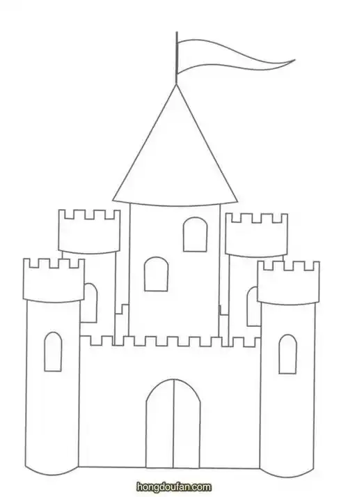 10张雄伟漂亮的公主的城堡卡通涂色简笔画