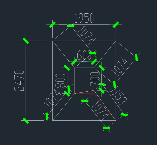 47米,框中交叉四根人字型的梁,求梁的长度多少