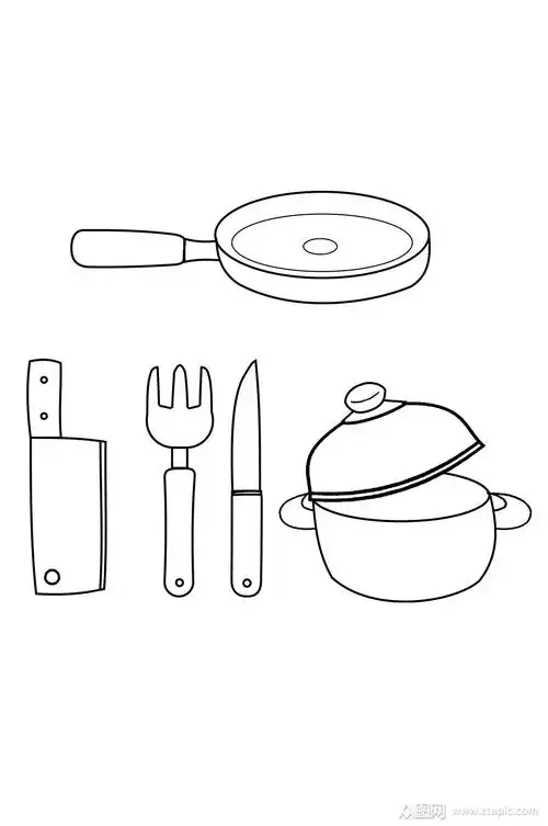 厨房工具简约线条图免扣