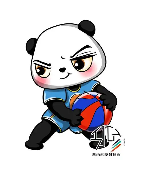 篮球运动熊猫卡通