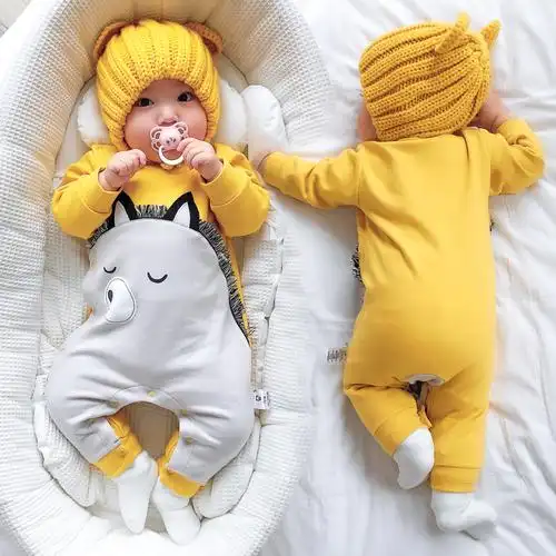 新生儿连体连体衣衣服婴儿儿童套装可爱男宝宝春连身衣