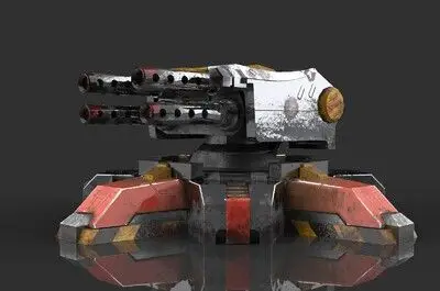 次世代 pbr 科幻炮塔 炮台 防御炮 _星河映画作品_武器火炮器械_cg