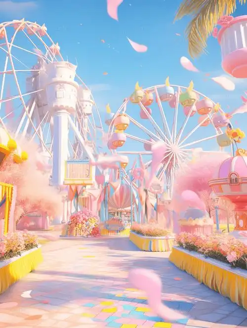 粉色立体3d卡通游乐场插画背景图片下载_1856x2464像素jpg格式_编号18