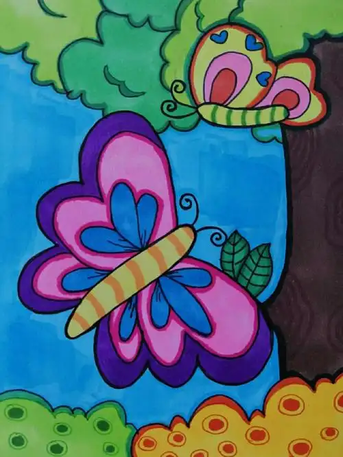 马克画儿童画蝴蝶