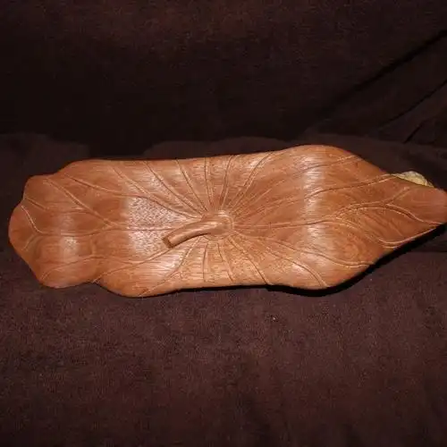 木韵黄杨木雕手工精品荷花如意荷叶青蛙莲子家居摆件送礼