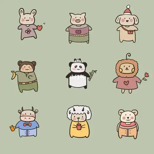 小动物的简笔画可爱呆萌彩色