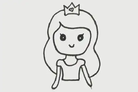 简笔画一步一步教白雪公主的简笔画教程简笔画小女孩可爱公主步骤6