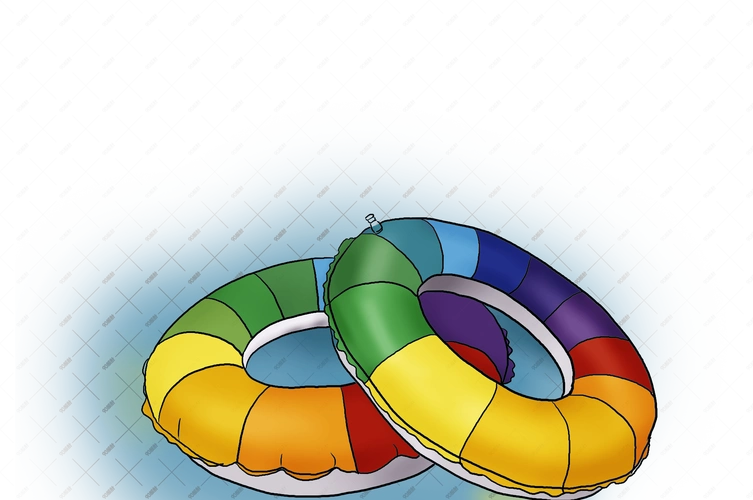 夏季手绘彩色游泳圈