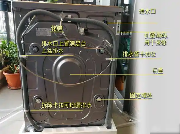 传统洗衣机排水管口粗,排水口位置需尽可能的低于排水管位置排污口