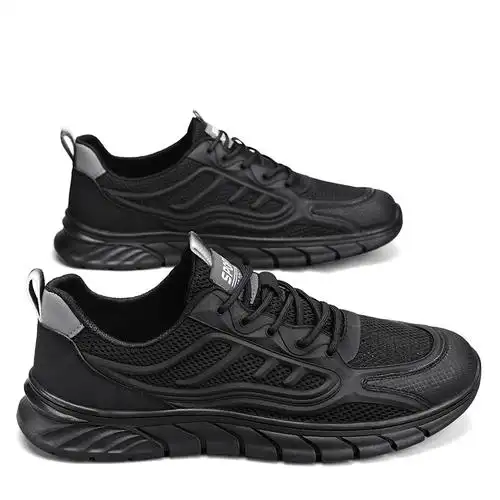 秋天透气运动鞋男2023新款子男潮流百搭网面鞋厚底休闲学生鞋男鞋