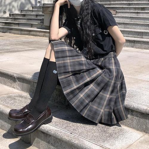 霸气暗黑色系jk制服春夏季短袖全套套装小学生学生校服