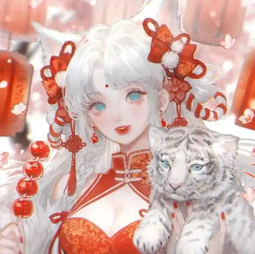 古风萝莉萌系女头像两脸夭桃从镜发一眸春水照人寒