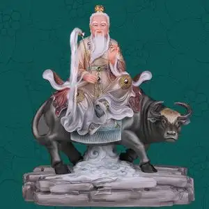 老君骑牛像太清道德天尊太上老君神像汉白玉家用高端人物桌面摆件