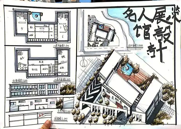 建筑快题设计名人展览馆半临摹