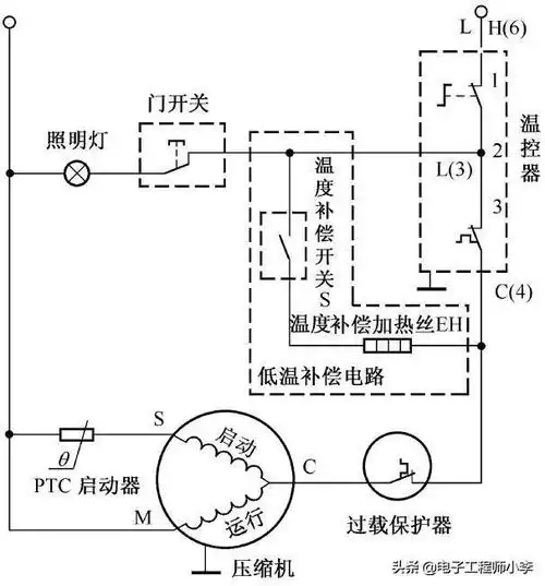 直冷式电冰箱电路图识图方法