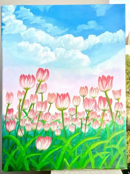 油画郁金香含步骤图温莎牛顿