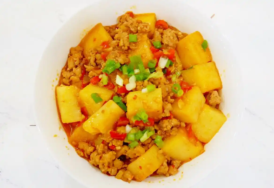 湖南香辣肉末米豆腐,边做边流口水00 2011年夏天在老公老家湘西的一