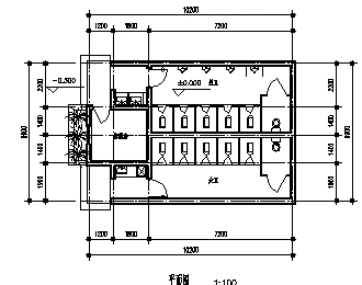 公共厕所设计某街道单层平顶与尖顶屋面公共厕所建筑施工cad图纸