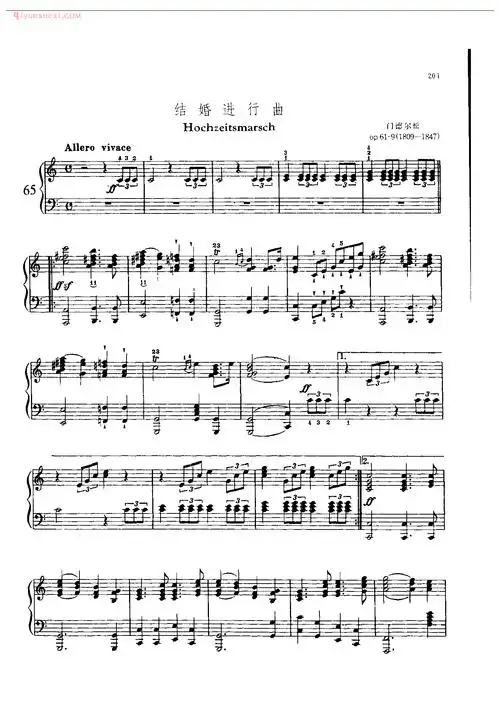 钢琴曲精选:结婚进行曲(hochzeitsmarsch)门德尔松