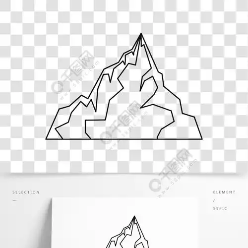 冰山一角的图标概述冰山网的传染媒介象的例证冰山图标,轮廓样式