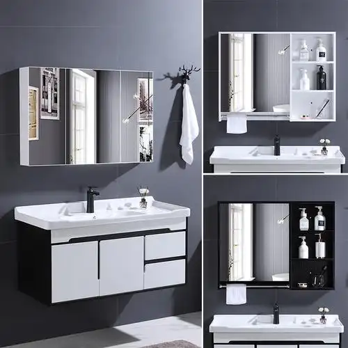 恒洁浴室柜组合简约现代实橡木洗漱台卫生间洗脸盆小户型面盆镜