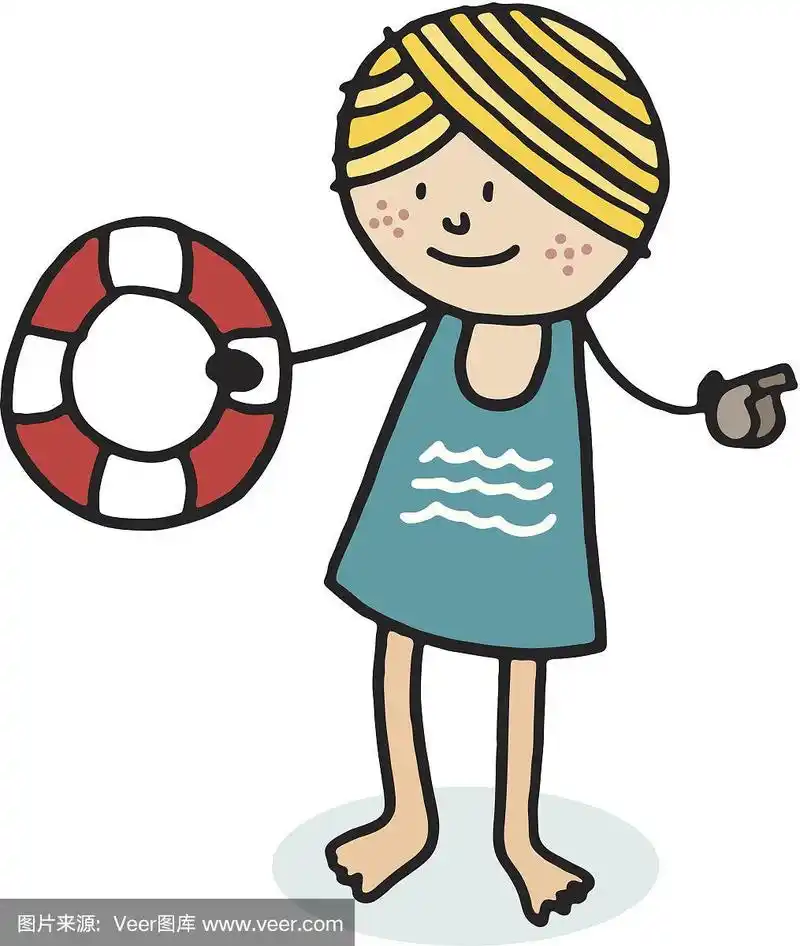 带安全环和哨子的救生员