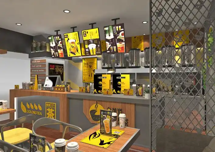 商场奶茶店吧台店铺设计 人造石木质烤漆吧台定制 服务台收银台