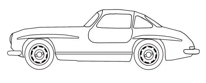 给孩子设计的简笔画画图认车奔驰300sl鸥翼