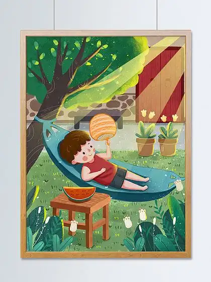 扁平插画夏天乘凉创意人物2年前发布