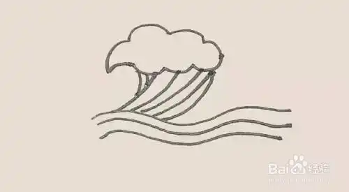 > 书画/音乐4 左边我们再画上一个尖尖的形状连接起来形成浪花