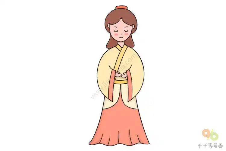 汉族女孩简笔画步骤图